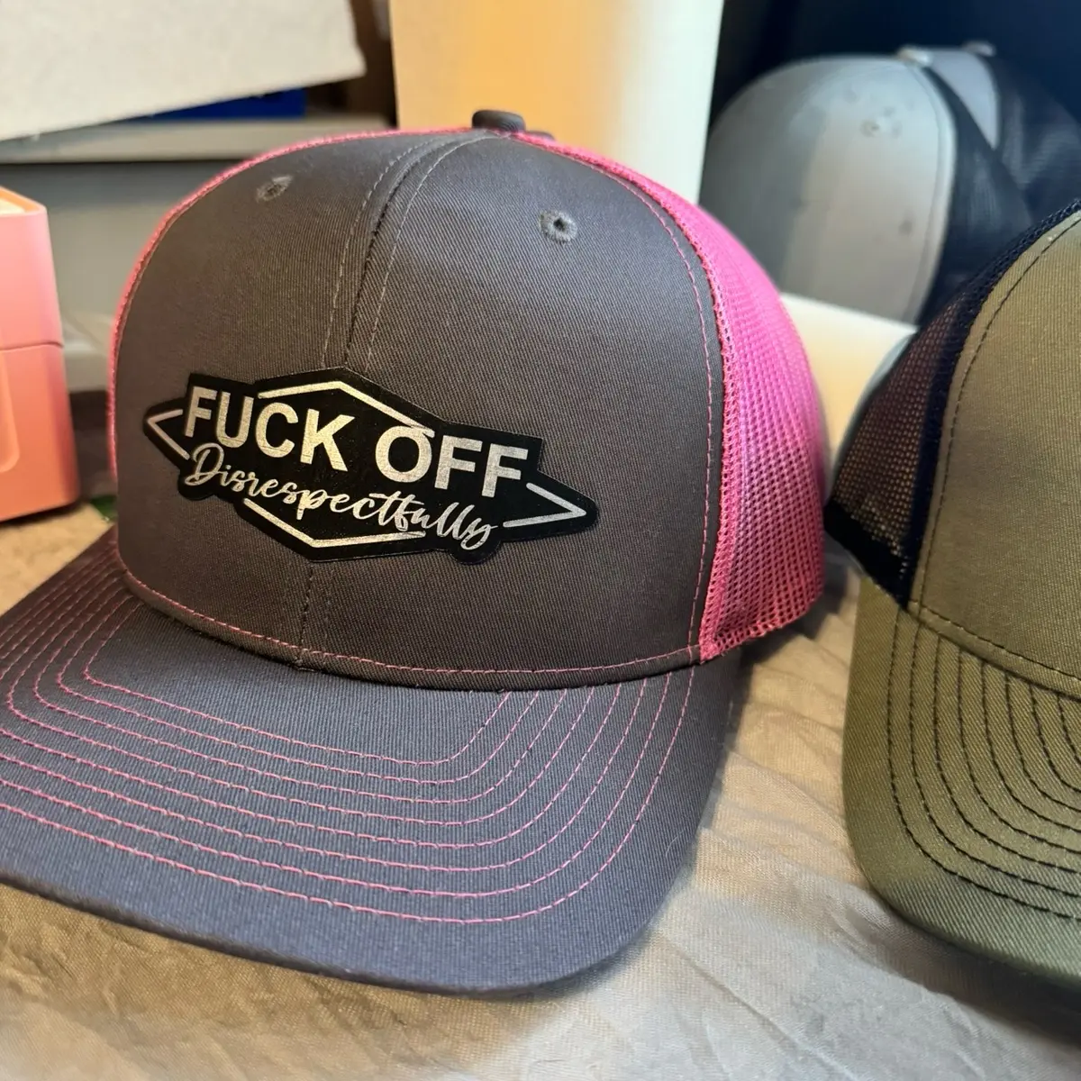 Disrespectfully F off Pink trucker hat