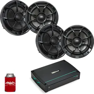 Wet Sounds - Two Pairs Of RECON 6-BG Black 6.5" Speakers And A Kicker KXMA400.4 Marine Amplifier