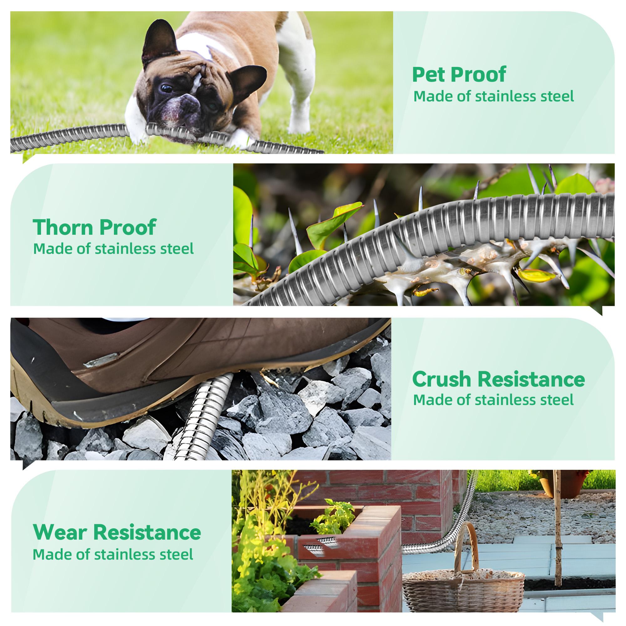 Garden Hose 50/100 ft Metal - Stainless Steel Water Hose Flexible Heavy Duty Garden Hose Collapsible and No Kink Water Pipe Handle Home Adjustable Nozzle Kink Resistant Hose Garden Hose 50/100 ft Metal - Stainless Steel Water Hose Flexible Heavy Duty Garden Hose Collapsible and No Kink Water Pipe Handle Home Adjustable Nozzle Kink Resistant Hose