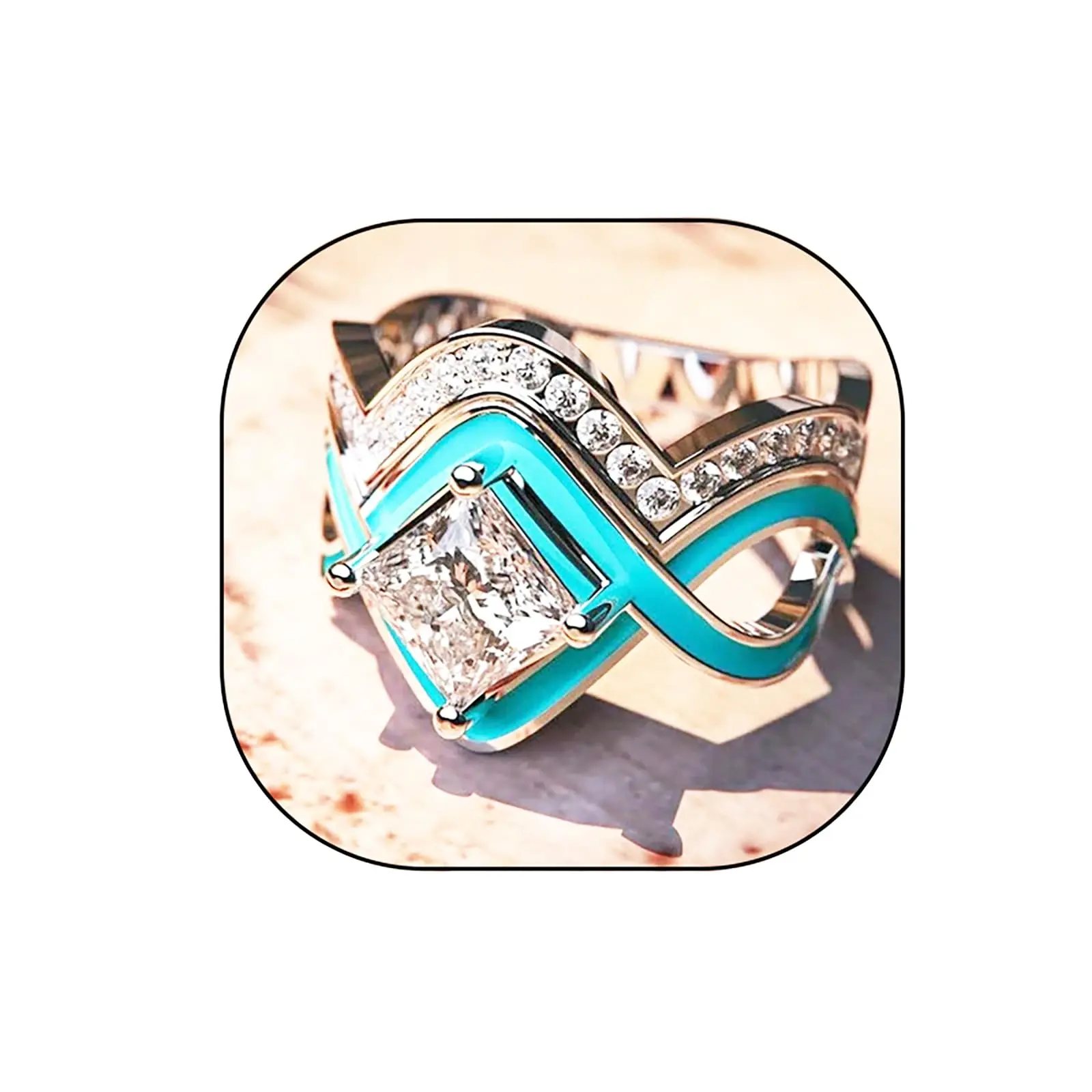 2pcs Western Turquoise Rings For Women Boho Vintage Knuckle Finger Index Ring