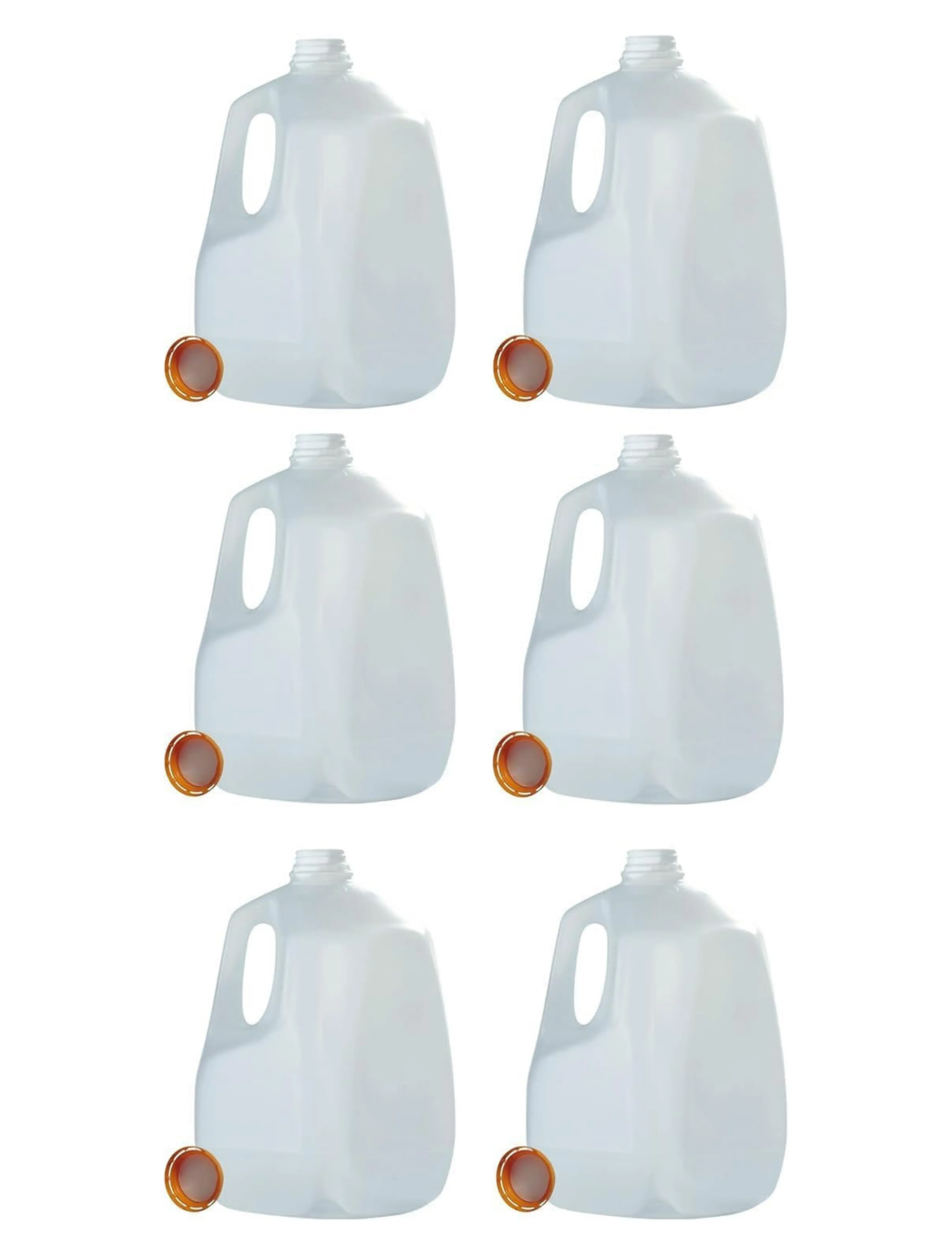 (6 Bulk Pack) 128oz Large Size Gallon Shape Empty Plastic Juice Bottles with Tamper-Evident Orange Caps - Made in USA, Ideal for Juices, Picnic Use, Meal Prep