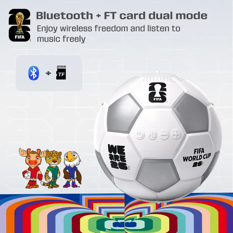 FIFA World Cup Soccer Bluetooth Speaker Strong Bass RGB Lighting Rechargeable Battery Portable Indoor Outdoor Sports Fan Birthday Gift Mini Wireless Speaker Audio