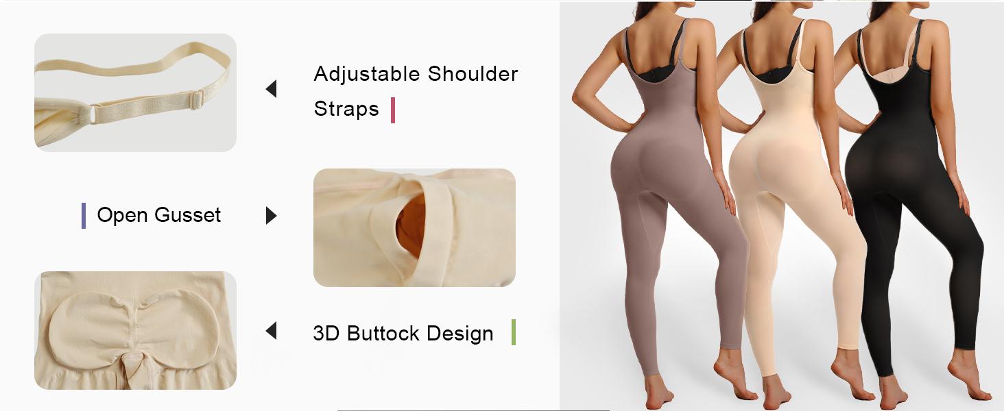 SHAPERX 2PCS Full Body Shapewear Tummy Control High Waisted Leggings Stretchy Bodysuit Black and Beige