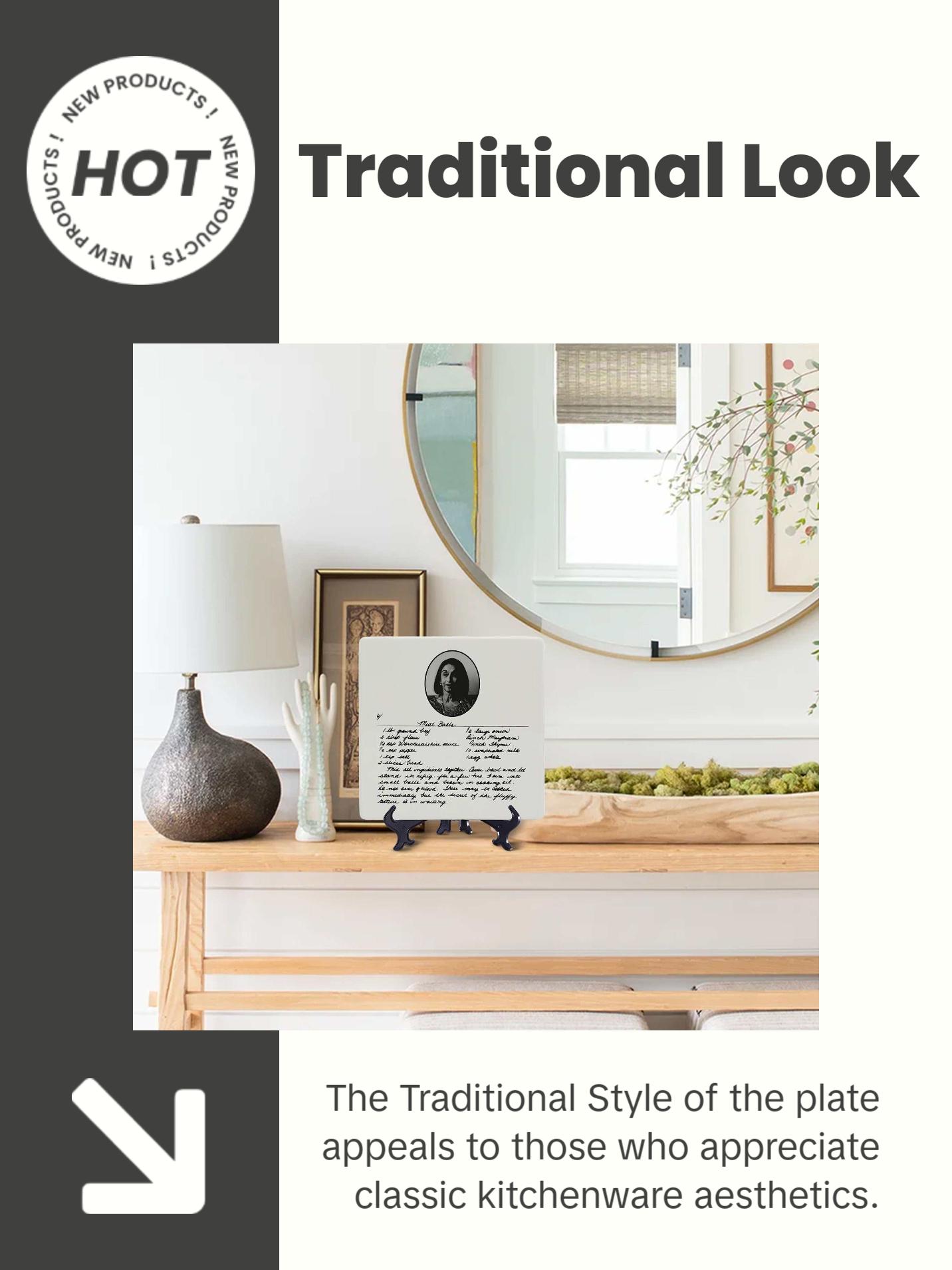 Mother’s Day Gift, Personalized Recipe Plate, Custom Plate, Family Recipe Keepsake, Custom Recipe Gift, Handwritten Plate, Square Plate Ceramic Traditional Collection