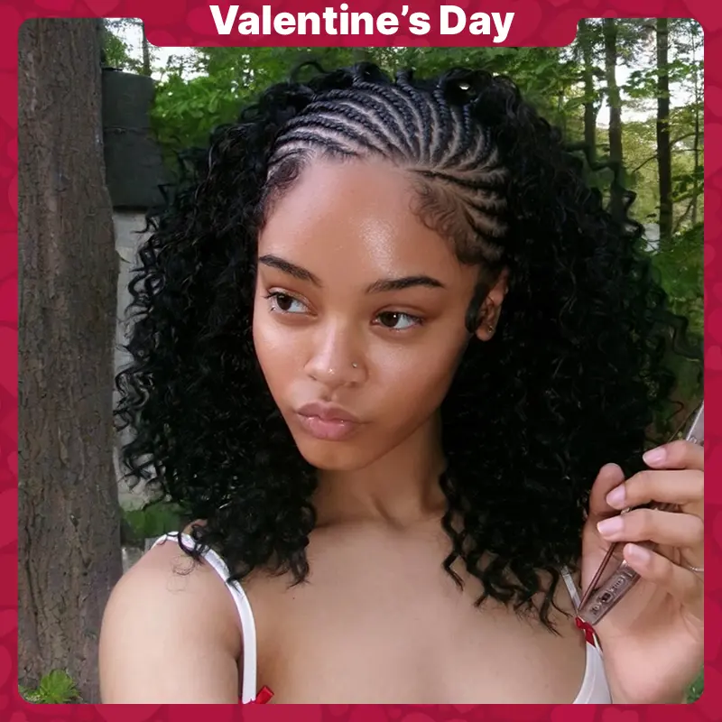 Frodio Veralux™ Fiber 13×6 Braided Cornrow Wig —Water Wave Lace Front Wig for Black Women Pre-Cut Lace Wig | Natural Look, Beginner Friendly Valentine's Day