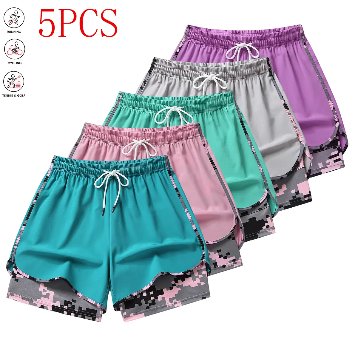 Lake Blue + Pink + Light Green + Light Gray + Purp