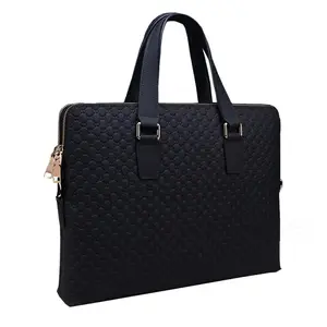Genuine Leather Men's 14 Inch Business Handbag