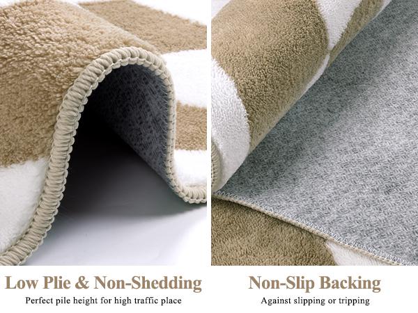 LOKHOM 8x10 Large Washable Checkered Area Rug, Non-Slip Soft Living Room Rug with Rubber Backing, Low Pile Rug Floor Carpet for Dinning Room, Bedroom