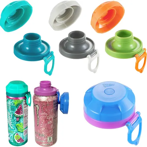 DIPESI 4-Pack Acrylic Reusable Soda Can Lids - BPA-Free, Durable Thick Covers, Bright Assorted Colors, Secure Fit, Lightweight Portable Kitchenware Drinkware Accessories for Soft Drinks, Camping, BBQ Color ID