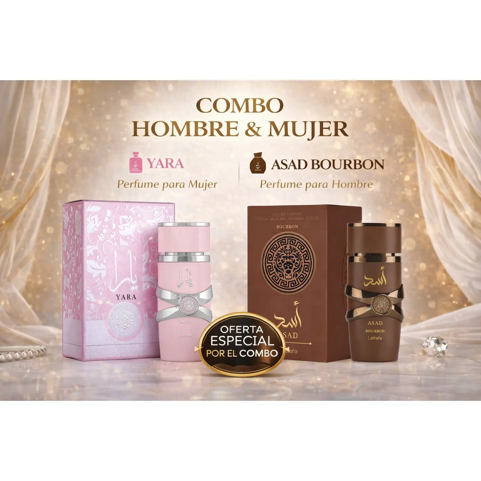 Combo Lattafa Yara  y Asad Bourbon Eau de Parfum 100ml