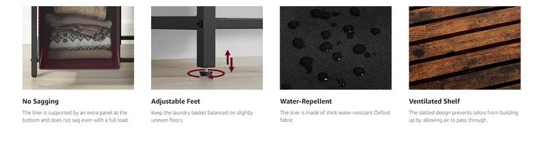 SONGMICS HOME VASAGLE Laundry Sorter with Top Shelf and Pull-Out Bag, Compartment Modern Irregular Laundry Basket Organiser