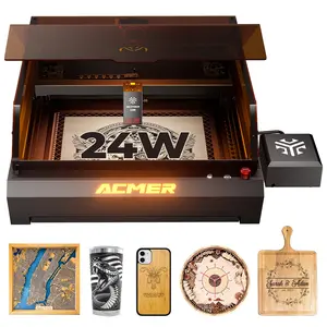 ACMER P3 24W Diode Enclosed Laser Engraver,Integrated housing, built-in camera module and air assist, 48000mm/s speed, suitable for laser engraving of wood/acrylic/leather/anodized aluminum.