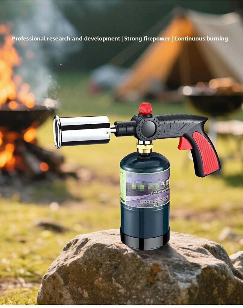 AXIZITECH Powerful Propane Torch(Propane Tank Not Included),With One-Touch Max Fire Button and Safety Lock, Adjustable Blow Torch for Sous Vide Searing Steak, BBQ,Fireplace,Charcoal Wood，Excellent Gift for Christmas and New Year(Without a gas cylinder) Su