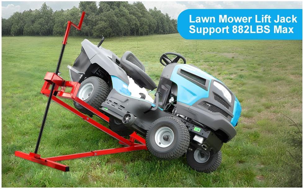 Lift Jack for Garden Tractors and Lawn Mowers - 882 Lbs Capacity, Manual Handle & Power Tool Extension Handle