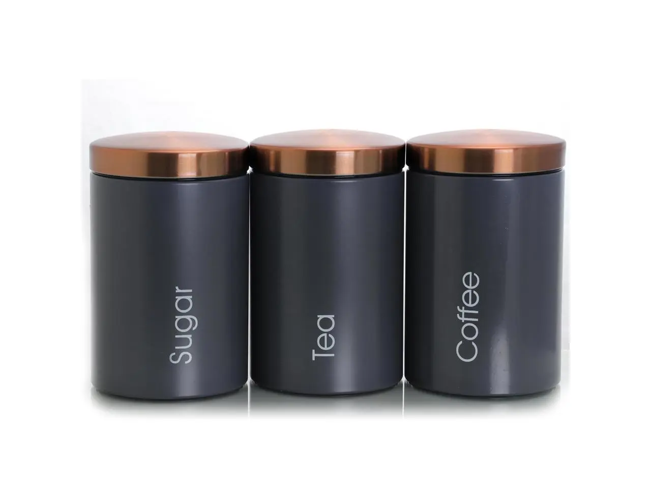 MegaChef Essential Kitchen Storage 3 Piece Sugar, Coffee and Tea Canister Set in Matte Gray