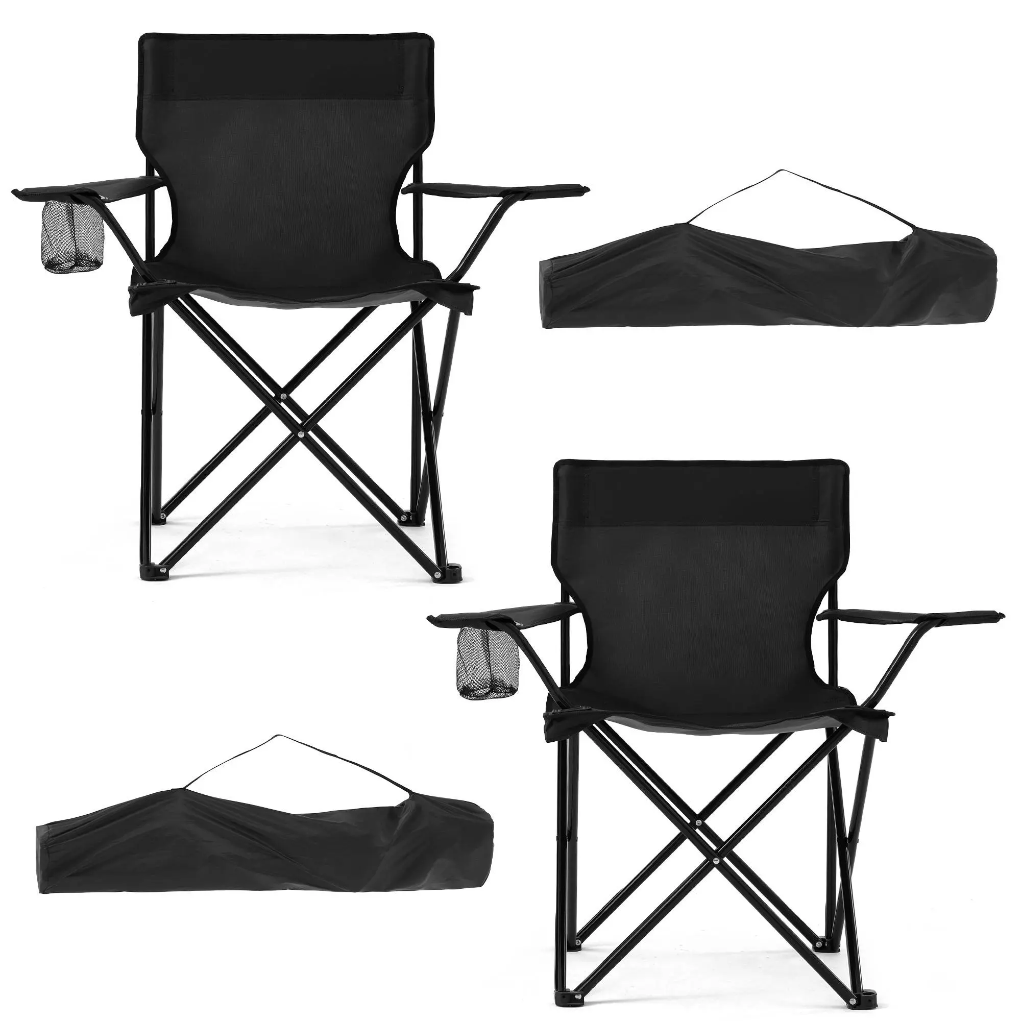[DealsforYouDays]2 Pack Lightweight Folding Camping Chairs, Outdoor Lawn Beach Chair with Cup Holder & Carry Bag for Travel, Fishing, Picnic, Backyard, Hiking