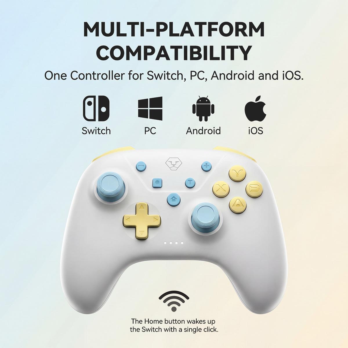 AOLION ROCOCO Wireless Bluetooth Controller Compatible with Switch, Gamepad for PC, Mobile & Tablet, Ergonomic Grip, Rechargeable