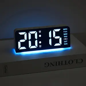 Digital LED Ambient Light Alarm Clock |     USB Powered with Silent Operation |     Three Brightness Levels, Dual Time Display |     Modern Minimalist Bedroom Decor Design |     Battery Operated (AAA Not Included), Alarm Clock for Gaming Bedrooms