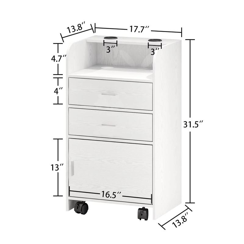 HOMBCK Salon Station, Storage Cabinet with 2 Drawers & Large Cabinet