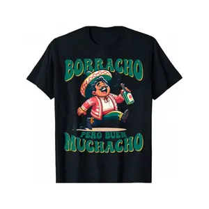 Summer t Shirts Men's Funny Graphic Crew Neck T-Shirt - "Boracho Muchacho" Mexican-Themed Novelty Tee
