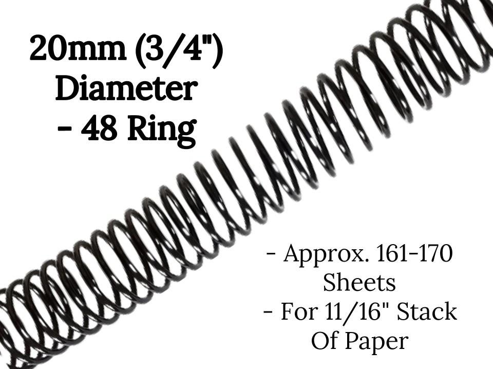 5 Pack - 3/4" Binding Spirals for Coil Binding Documents, Planners and More!