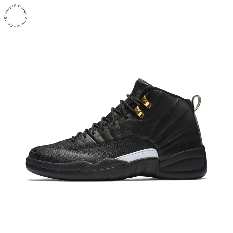 Black High-Top Retro Basketball Sneakers with Leather Upper and Gold Eyelets for Classic Court Style