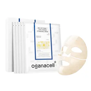Oganacell Bio Actiome Vita Toning Hydrogel Mask 5 Sheets Brightening Firming Korean Face Mask with Hyaluronic Acid Vitamins for Radiance Hydration