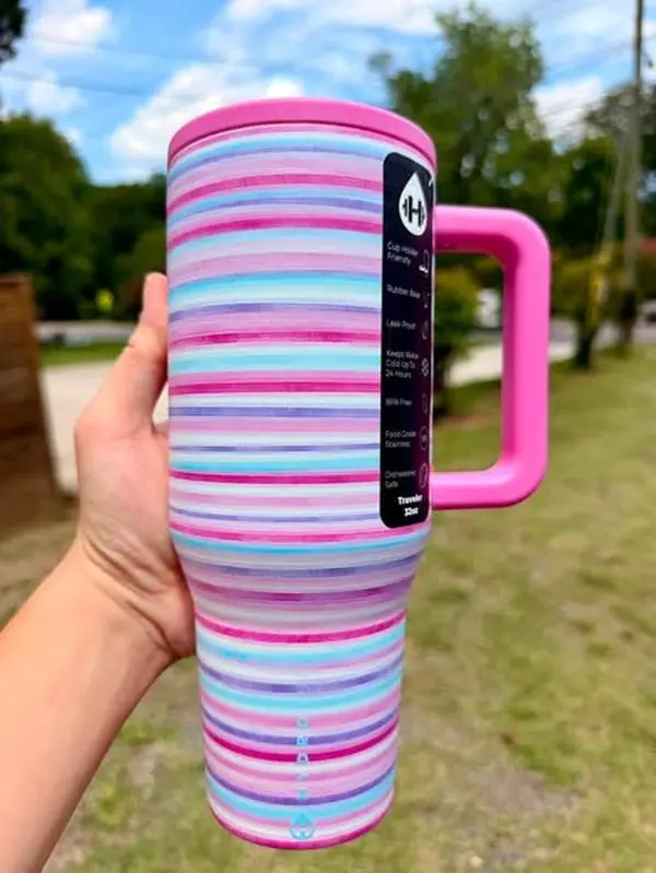 HydroJug 40oz Traveler Pink Horizon LeopardPrintTumbler with Triple-Wall Insulation FlipStrawLidfor All-Day Hydration Portable InsulatedFlask MugPrinted Drinkware Bottled BottledWater BottlesBottled,Perfect Gift For Your Beloved.