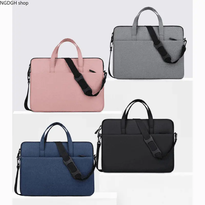 Unisex Minimalist Plain Oxford Cloth Laptop Shoulder Bag - Water-Resistant, Padded Device Compartment, Handles, Adjustable Strap, Multi-Pocket Design for Sports, Work