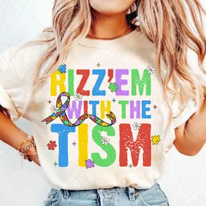 Rizz Em With The Tism T-Shirt, Retro Autism T-Shirt, Autism Awareness T-Shirt, Autism T-Shirt, Autism Teacher T-Shirt, Neurodiversity T-Shirt, Hand Drawn