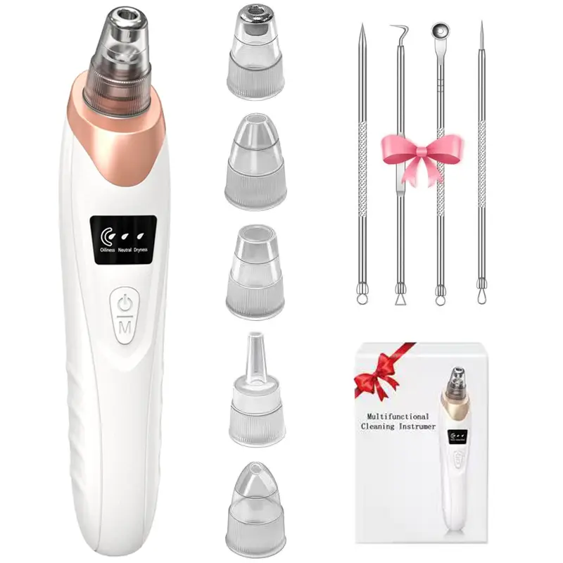 2026 Blackhead Remover with 5 Suction Heads & 4  Extractor Needles, Electric Blackhead Vacuum Pore Vacuum for Deep Facial Cleaning, USB Rechargeable for Women & Men