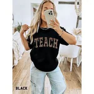Teacher Shirt, Leopard Teach Tee, Animal Print Varsity Letters Teacher TShirts, Teacher Appreciation Gifts, Graduation Gift for Teacher,t-shirt