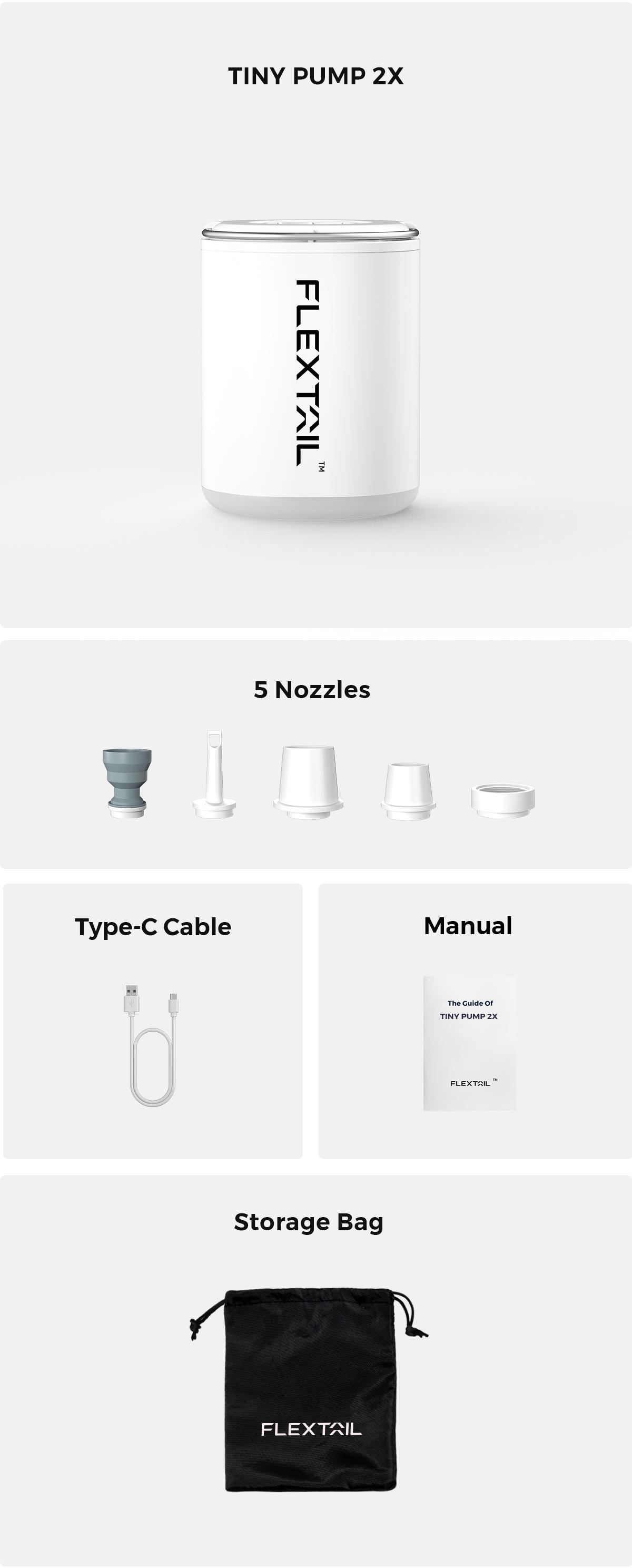 FLEXTAIL 3.3oz 4kPa TINY PUMP 2X Portable Air Mattress Pump with Magnetic Design, for Sleeping Pads Pool Floats Swimming Rings Airbed Double Travel Accessories Camping Supplies Camping Set