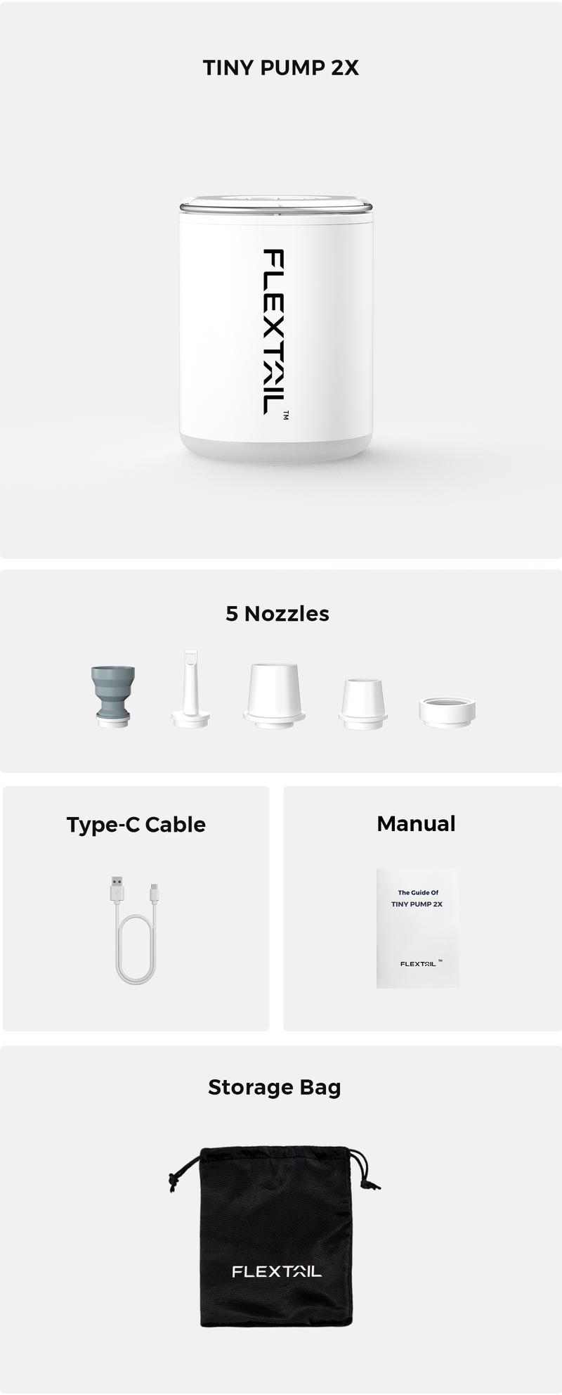 FLEXTAIL 3.3oz 4kPa TINY PUMP 2X Portable Air Mattress Pump with Magnetic Design, for Sleeping Pads Pool Floats Swimming Rings Airbed Double Travel Accessories Camping Supplies Camping Set