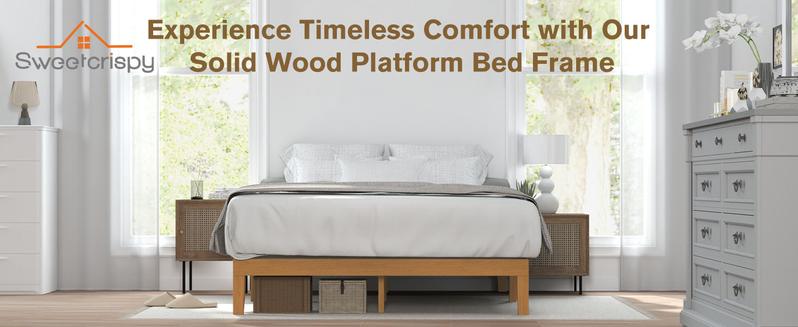 【Deal】Solid Wood Bed Frame, Bed Base with Wood Slat Support, Sturdy & Stylish Design, No Box Spring Needed, Easy Assembly, 12 in Natural Pine