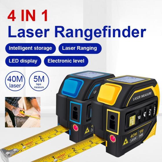4-in-1 Laser Tape Measure with Laser Level Crosshairs |130ft/40m Laser Distance+16ft/5m AutoLock Tape |Backlit LCD Display (Ft/Inch/M/mm) |for DIY,Construction, Interior Design 4-in-1 Laser Tape Measure with Laser Level Crosshairs |130ft/40m Laser Distance+16ft/5m AutoLock Tape |Backlit LCD Display (Ft/Inch/M/mm) |for DIY,Construction, Interior Design