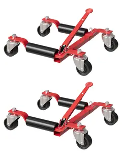 Garvee Car Wheel Dolly Jack (3000 LBS), Vehicle Positioning Skates with 4" 360° Casters & Ratcheting Pedal, Faster Than Hydraulic, Fits 12" Tire Width for Auto Repair Tire Moving (Red)