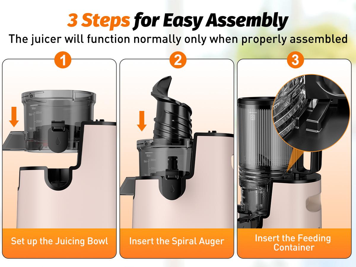 LQZ Cold Press Juicer-Slow Masticating Machines, 350W, 5.4" Feed Chute for Whole Fruits & Vegetables,High Juice Yield,Easy to Clean LQZ Cold Press Juicer-Slow Masticating Machines, 350W, 5.4" Feed Chute for Whole Fruits & Vegetables,High Juice Yield,Easy to Clean