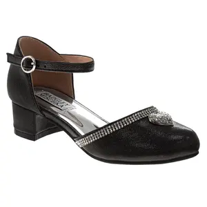 Badgley Mischka Girls' Sparkly Sandals, Low-Heel Formal Footwear for Little Kids/Big Kids, Elegant Stylish Comfortable with Sparkle Detail