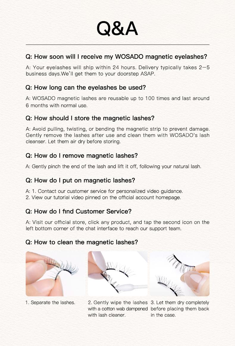 Wosado Soft Magnetic Eyelashes All-in-One Box, Reusable, Glue-Free, Waterproof, Lightweight, Natural Style Makeup Cosmetic