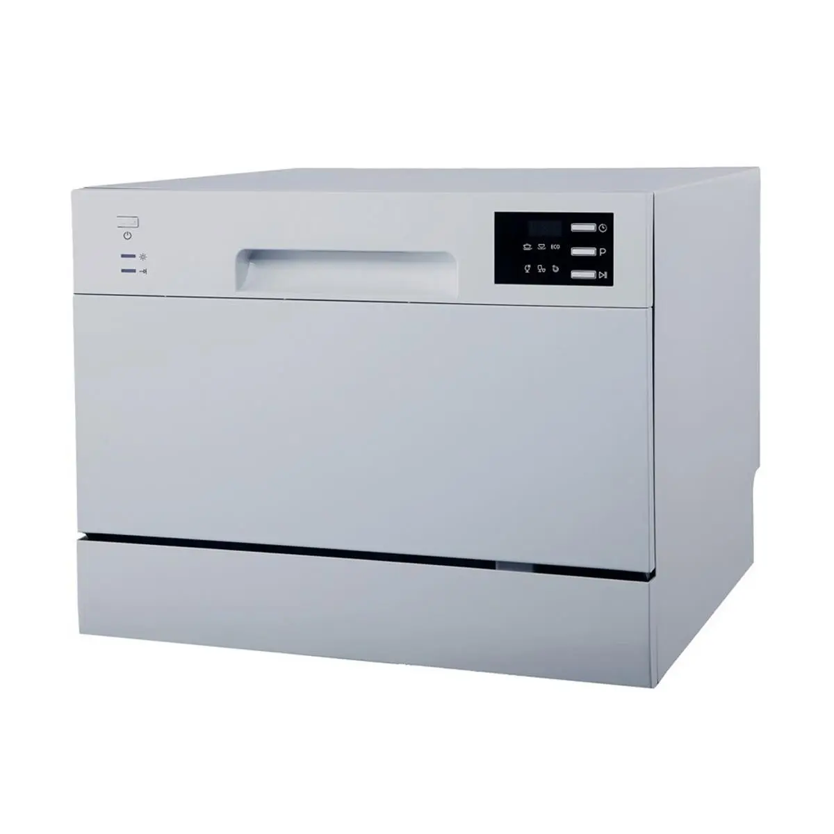 Sunpentown Energy Efficient Countertop Dishwasher - Energy Star, LED Display, Delay Start, Heavy Wash Cycle, Rinse Aid Dispenser - Ideal for Small Kitchens, Silver
