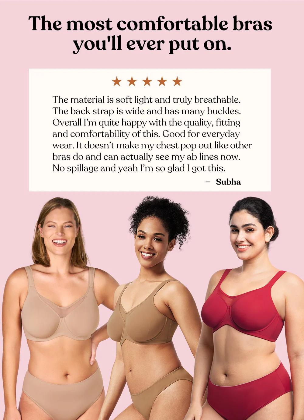 HSIA Cardi Comfort Plus Size Bra Underwire Smoothing Seamless Soft Fabric Wide Adjustable Strap Full Coverage Unlined Minimizer T-shirt Bra SpringStatements