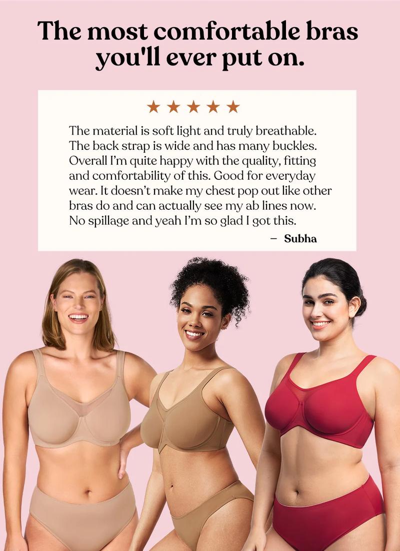 HSIA Cardi Comfort Plus Size Bra Underwire Smoothing Seamless Soft Fabric Wide Adjustable Strap Full Coverage Unlined Minimizer T-shirt Bra