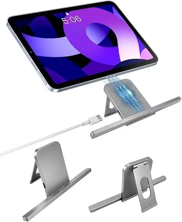 Magnetic Wireless Charger Stand for iPad 10th Gen A14 (A2696, A2757) & 11th Gen A16 Base Models (A3354, A3355) - 18W Fast Charging, Smart Connector, Alloy Material, Includes Wireless Charging Board & USB-C Data Cable, Tablet Accessories