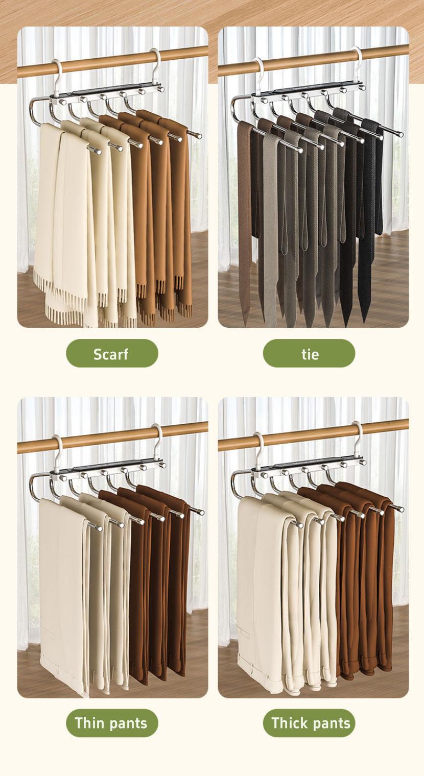 6 Layer Pants Hanger Space Saving Closet Organizer with 65mm Wide Spacing, Anti-Slip Multifunctional Pants Rack for Jeans Trousers Wardrobe 6 Layer Pants Hanger Space Saving Closet Organizer with 65mm Wide Spacing, Anti-Slip Multifunctional Pants Rack for Jeans Trousers Wardrobe