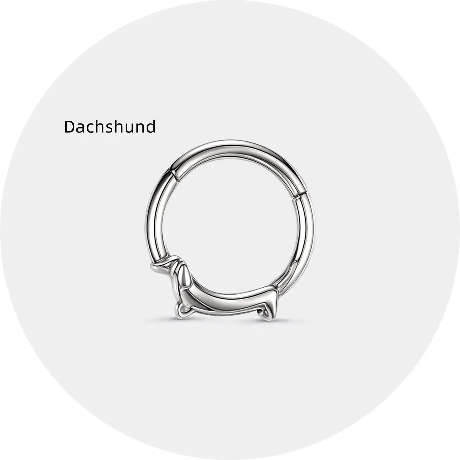 OUFER BODY JEWELRY Septum Ring, Women's 16G 8mm Titanium Dachshund Hinged Clicker for Daith Piercings, Septum Piercing, Daith Piercing Jewelry, Animal Motif, For Females, Daily Wear, Round Septum Ring Piercing Jewelry