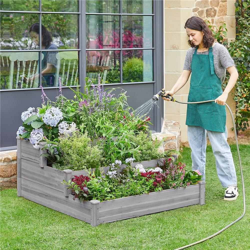 Yaheetech 3 Tier Wooden Raised Garden Bed, Horticulture Outdoor Elevated Flower Box, Vegetables Growing Planter for Backyard/Patio/Gardener