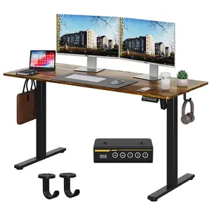 Electric Standing Desk, Height Adjustable Ergonomic Workstation with Memory Preset, T-Shaped Metal Bracket for Home Office, Sit Stand Desk with Anti-Collision System for Healthy Standing