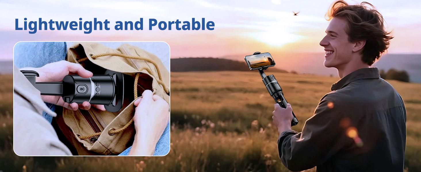 UBeesize 360° Auto Face Tracking Tripod with Light & Remote, Portable Desk Stand with Gesture Control, No App Needed for iPhone, TikTok Live Streaming & Vlogging