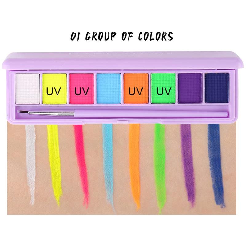 8 Colors Water Activated Eyeliner Palette Liquid Eyeliner Colorful Set Hydra Graphic Eyeliner Makeup Neon Face Paint Glow UV Black White Red Face Body Paint,Clown Makeup Kit (01)